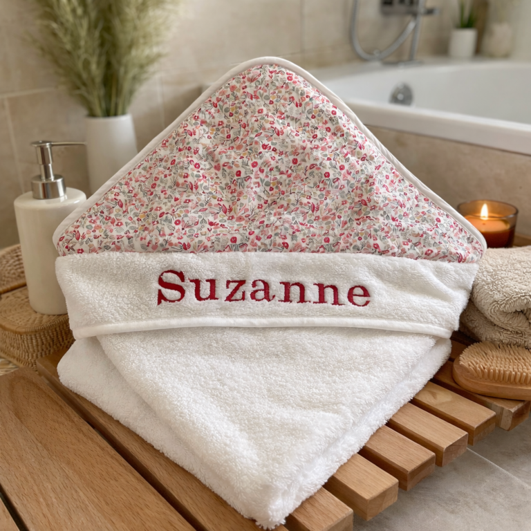 Cape de bain bébé personnalisée avec prénom brodé